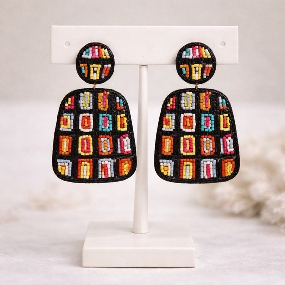 The Unbranded Brand Jewelry - Boho Granny Square Earrings Colorful Festival Handmade Statement Dangle